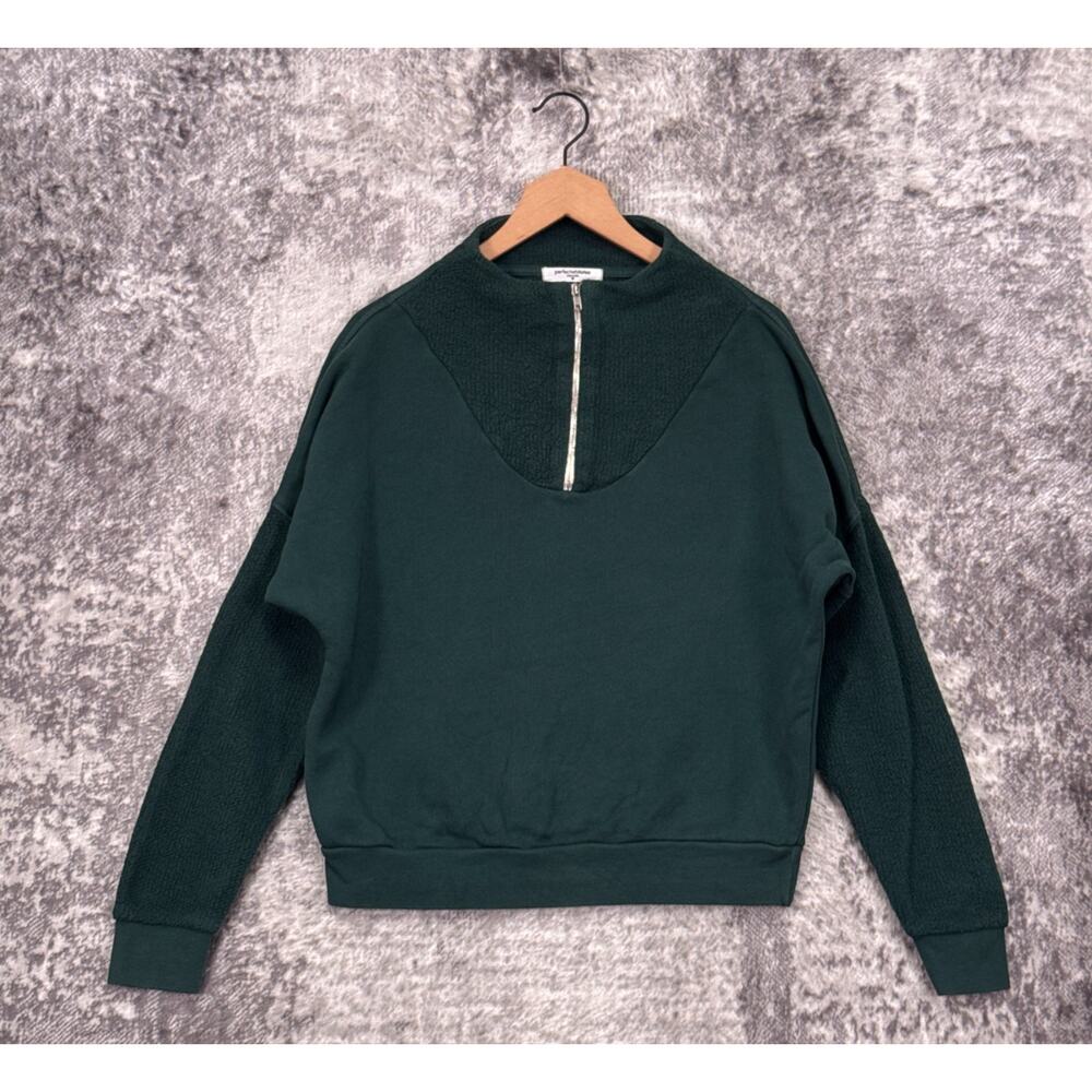 Perfectwhitetee Sweatshirt Medium Womens Green Half Zip Fleece Pullover